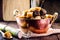 Candy in a copper pot on a rustic table. Rapadura is a sugar cane-based sweet, of African origin and consumed in Latin America, in