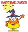 Candy Corn Cartoon Character With A Witch Hat