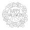 Candy corn coloring page. Happy Halloween greeting card. Candy corn frame.