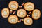 Candy corn cookies, top view, with candy corn