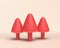 Candy Corn Trees, monochrome red color 3d Icon tree on white background, solid flat colors,3d Rendering