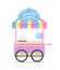 Candy Cotton Wagon Colorful Vector Illustration