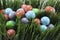 Candy gumballs in grass