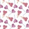 Candy hearts pattern. Seamless pattern with heart-shaped lollipops. Wrapping textile fabric wallpaper design.