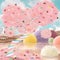 Candy land fantasy background Sweets world landscape marshmallow tree ice cream illustration