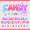 Candy Latin font design. Sweet ABC letters and numbers. Cute children alphabet.