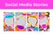 Candy online buying vertical social media stories landing page set vector flat illustration