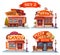 Candy, Pets shop, Pizzeria and barbershop. Vector