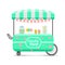 Candy shop street food cart. Colorful vector image