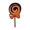 Candy and sweets in  isolated on white background. Lollipop for Happy Halloween. Simple, modern style. Orange