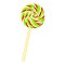 Candy swirl stick icon, cartoon style