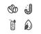 Candy, Water glass and Coffee-berry beans icons. Water drop sign. Lollypop, Soda drink, Coffee beans. Vector