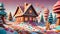 Candy Wonderland with Gingerbread House, Generative AI