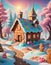 Candy Wonderland with Gingerbread House, Generative AI