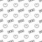 Candy wrappers and love hearts in outline style. seamless pattern