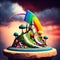 Candyland Dreams: 3D Cute  of Rainbow-Colored Fantasy Landscape Made of Multicolored Candies. Generative AI