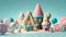 Candyland houses made from marshmallow and sweets