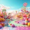 Candyland very beautiful rainbow pieces of candy pastel colors Generative AI