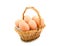 Cane basket with chicken eggs