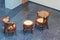 Cane chairs and round table