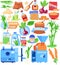 Cane sugar product substitutes vector illustration set, cartoon flat agriculture collection of sugarcane, beet and