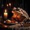 a cane toad enjoying a tiny candlelit dinner for two k uhd ver
