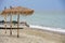 Cane umbrellas at the beach