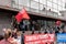 CANGAS, PONTEVEDRA, SPAIN - May 01, 2022: trade union representative gives a speech on international labour day