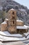 Canillo, Andorra. 1 November 2018 : Snow in Sant Joan de Caselles Church in Canillo. Andorra la Vella, Andorra.