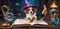 Canine Conjurer in a Magical Study
