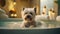 Canine indulges in spa, relaxation and grooming bliss.