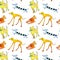 Canine seamless pattern cheerful multicolored