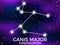 Canis Major constellation. Starry night sky. Cluster of stars and galaxies. Deep space. Vector