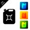 Canister for gasoline icon isolated. Diesel gas icon. Set icons colorful square buttons