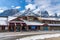 Canmore Nordic Centre Provincial Park in winter sunny day morning. Canmore, AB, Canada.