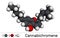 Cannabichromene, CBC molecule. It is phytocannabinoid found in Cannabis sativa and Helichrysum species. Molecular model