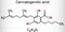 Cannabigerolic acid, CBGA,  molecule. It is cannabinoid, precursor tetrahydrocannabinolic acid THCA, cannabidiolic acid CBDA,