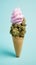 cannabis cone shot in studio against pastel blue color backgroound