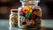 Cannabis edibles in a glass jar