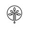 Cannabis Leaves Hempt Pot CBD Tree Growth Logo Design Circle with Minimalist Line Style