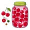 Canned cherry berries isolated on a white background