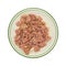 Canned corn beef on a plate top view