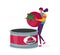 Canned Food Concept. Female Character on Canning Factory Put Fresh Tomato in Tinned Container Metal Packaging