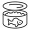 Canned food with fish caviar line icon, Fish market concept, caviar sign on white background, canned fish icon in