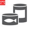 Canned food glyph icon, tin can and container, canned fish sign vector graphics, editable stroke solid icon, eps 10.