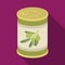 Canned olives in a can.Olives single icon in flat style vector symbol stock illustration web.