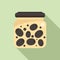 Canned olives icon flat vector. Food pickle