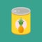 Canned pineapple in flat style