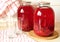 Canned Redcurrant and Orange Compote, selective focus