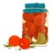 Canned tomatoes in a jar of pickles. Vector isolate in realistic style.